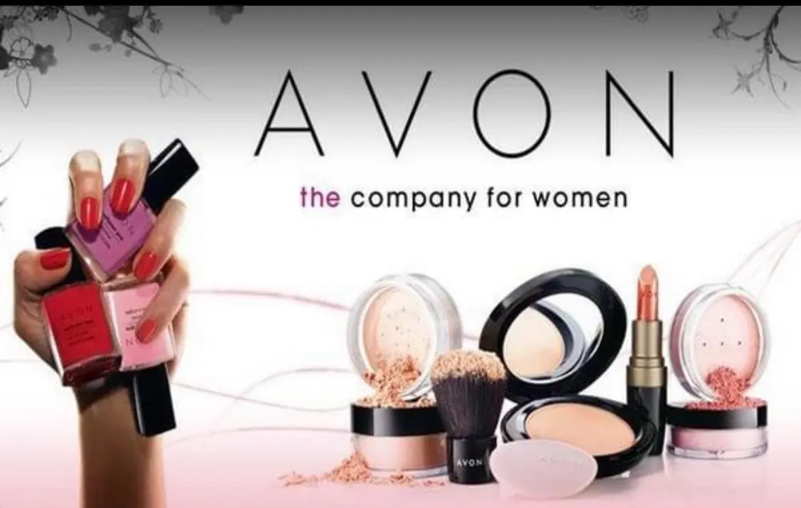 Avon cosmetics with nail polish and makeup.