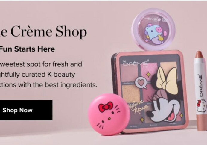 The Crme Shop makeup with Hello Kitty & Minnie Mouse.